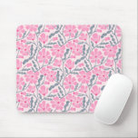 Mousepad Padrão Floral de Boho Rosa<br><div class="desc">Boho e mousepad rústico com ilustração desenhada à mão de flores do estilo moderno do meio século a rosa.</div>