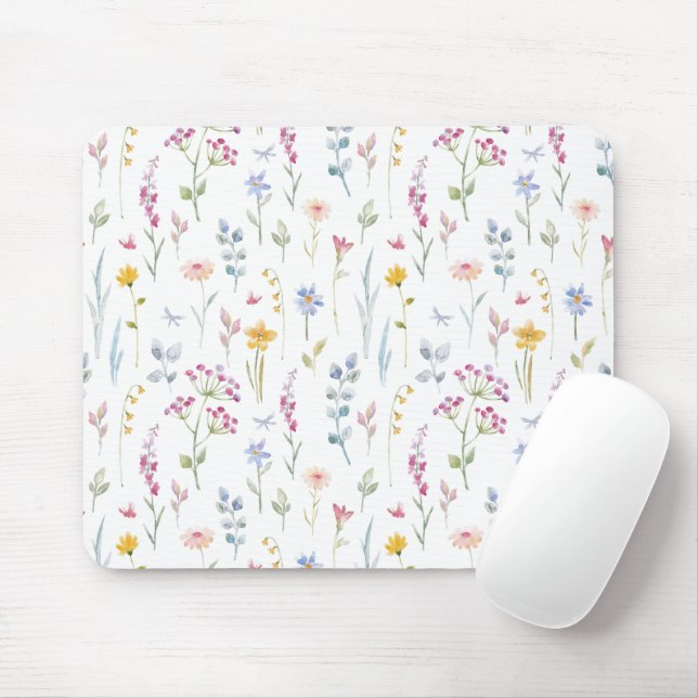 Mousepad Padrão Floral de Cor da Água (Com mouse)