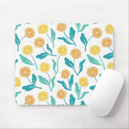 Mousepad Padrão Floral de Dandelion Amarelo - Inspirado na
