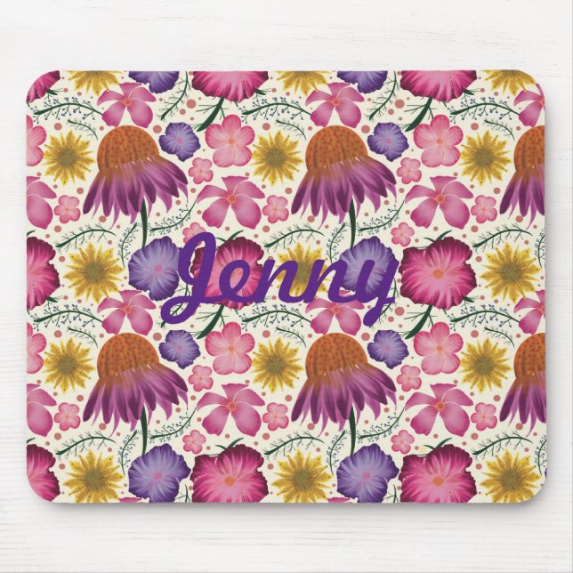 Mousepad Padrão Floral de Flor Selvagem Personalizado (Frente)