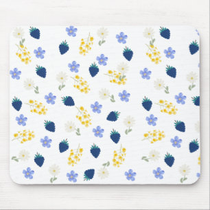 Mousepad Padrão Floral de Flor Silvestre e Amora