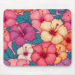Mousepad Padrão floral de hibisco tropical