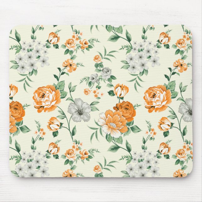 Mousepad Padrão Floral de Jardim Amarelo Suave (Frente)