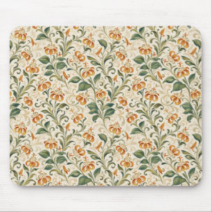 Mousepad Padrão Floral de Lírio Laranja Vintage Elegante