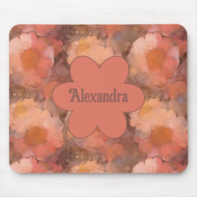 Mousepad Padrão Floral de Margarida Aquarela Rústica (Frente)