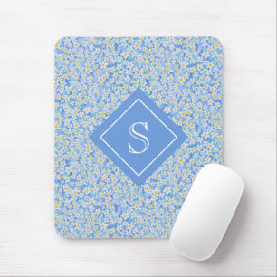 Mousepad Padrão Floral de Margarida Azul Personalizado