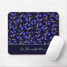 Mousepad Padrão Floral de Primavera em Fundo Azul Escuro