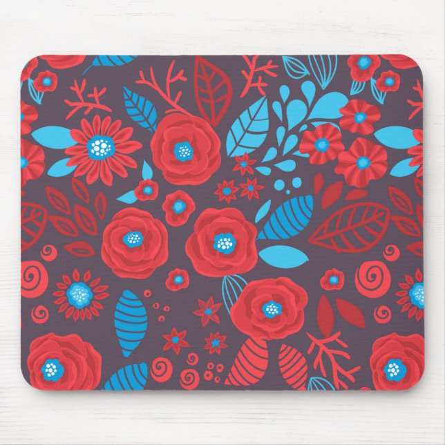 Mousepad Padrão floral de rabisco (Frente)