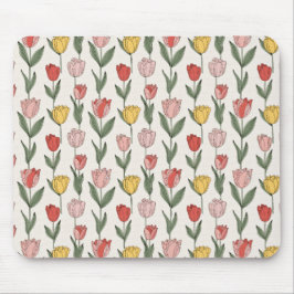 Mousepad Padrão Floral de Tulipa Moderna Botânica Suave Pri