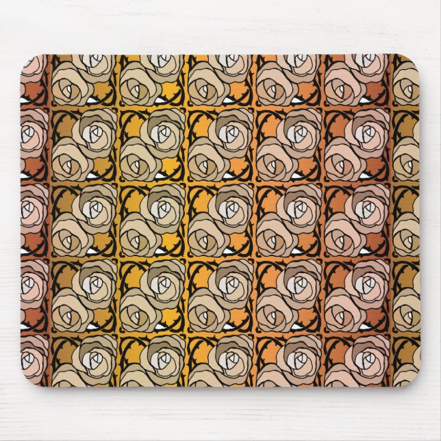 Mousepad Padrão floral dos Rosas preto e dourado (Frente)