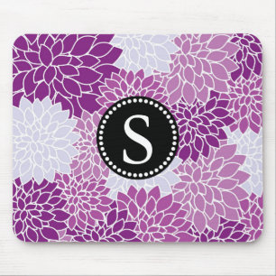Mousepad Padrão Floral Elegante do Monograma Preto