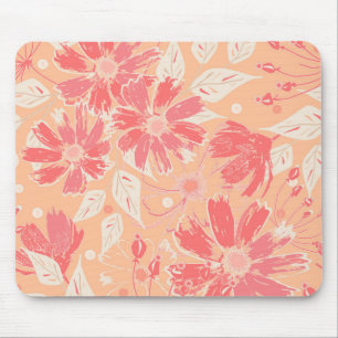 Mousepad Padrão floral em tons de pêssego modernos