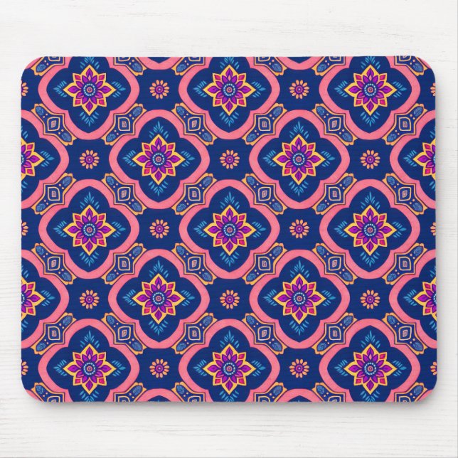 Mousepad Padrão Floral Geométrico Boho (Frente)