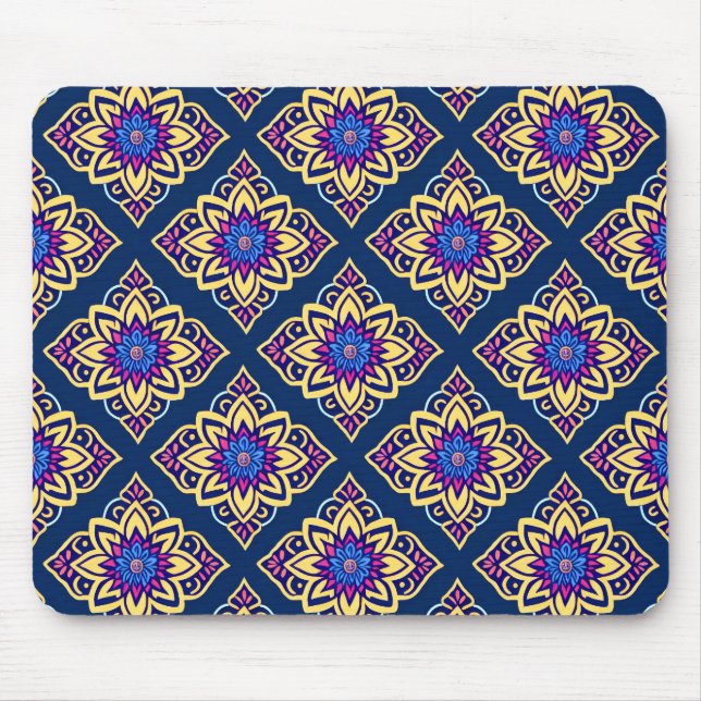 Mousepad Padrão Floral Geométrico Colorido do Boho Chic (Frente)