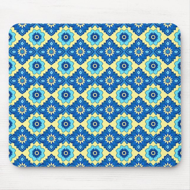 Mousepad Padrão Floral Geométrico Retro Decorativo (Frente)