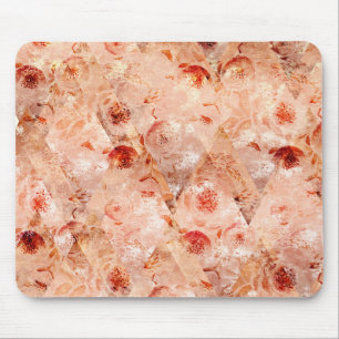 Mousepad Padrão floral grunge. Fundo coral.