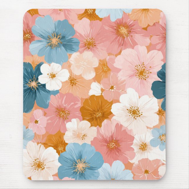 Mousepad Padrão Floral Pastel Bonito (Frente)