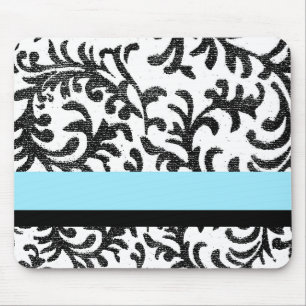 Mousepad Padrão Floral Preto e Turquesa