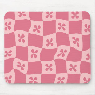 Mousepad Padrão Floral Retro-Rosa Verificado