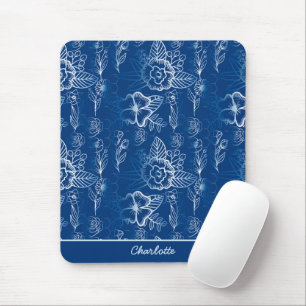 Mousepad Padrão floral sem costura personalizado branco - a