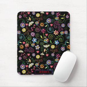 Mousepad Padrão floral sem soldadura corante de alça desenh