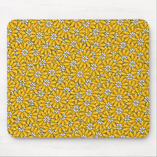 Mousepad Padrão Floral Sobreposto Amarelo Brilhante
