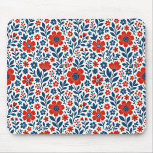 Mousepad padrão floral temático EUA/americano