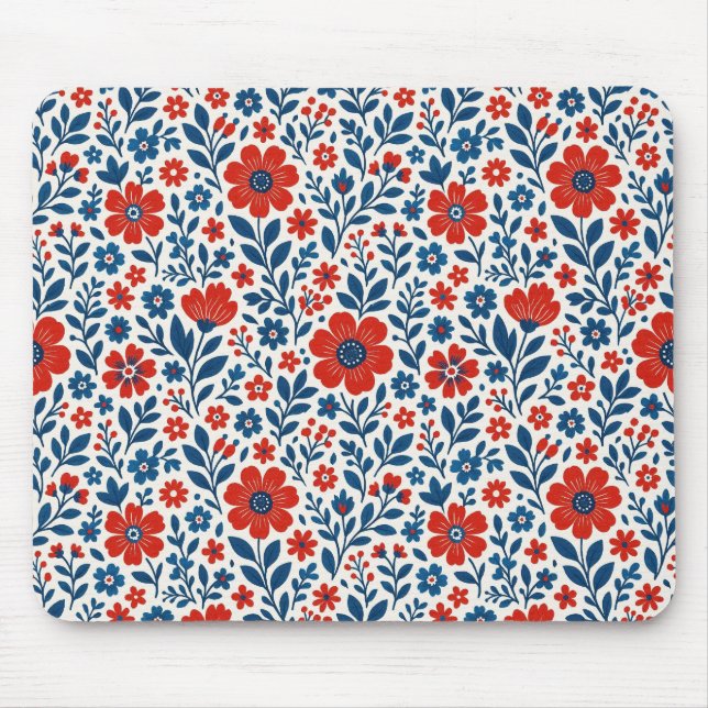 Mousepad padrão floral temático EUA/americano (Frente)