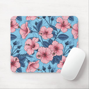 Mousepad Padrão Floral Tropical de Hibisco