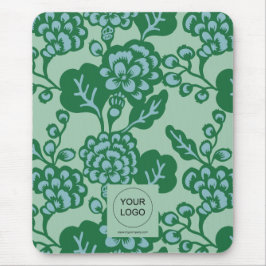 Mousepad Padrão Floral Verde e Azul Vibrante e Negrito