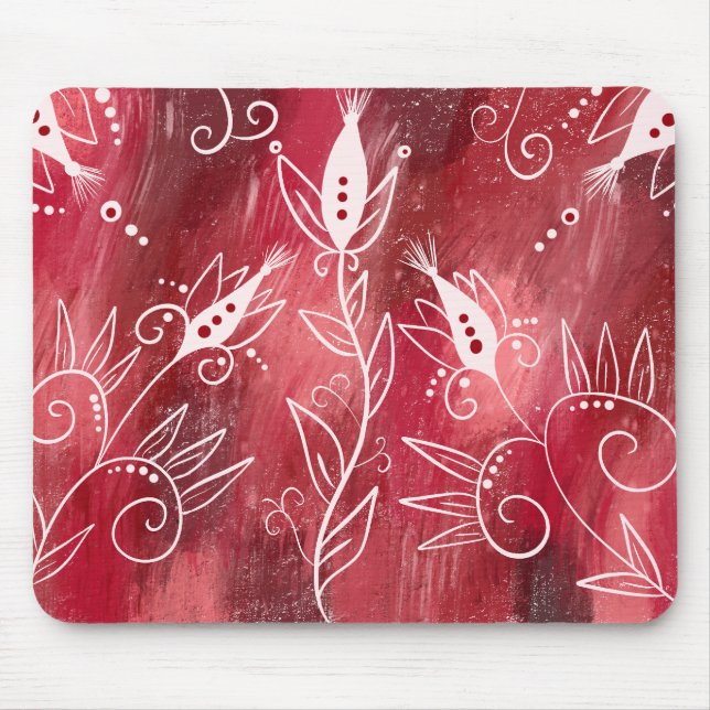 Mousepad Padrão Floral Vermelho (Frente)