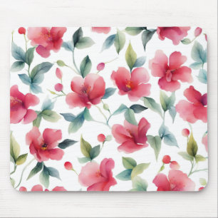 Mousepad Padrão Floral Vermelho Nebuloso
