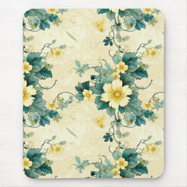Mousepad Padrão Floral Vintage (4) (Frente)