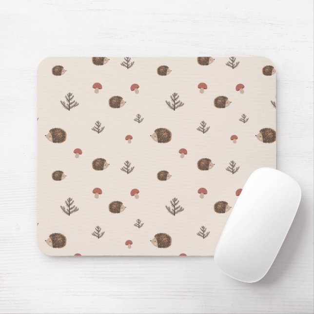 Mousepad Padrão Florestal de Cachorro e Cogumelos (Com mouse)