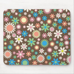 Mousepad Padrão Fofo de Poder Floral Marrom