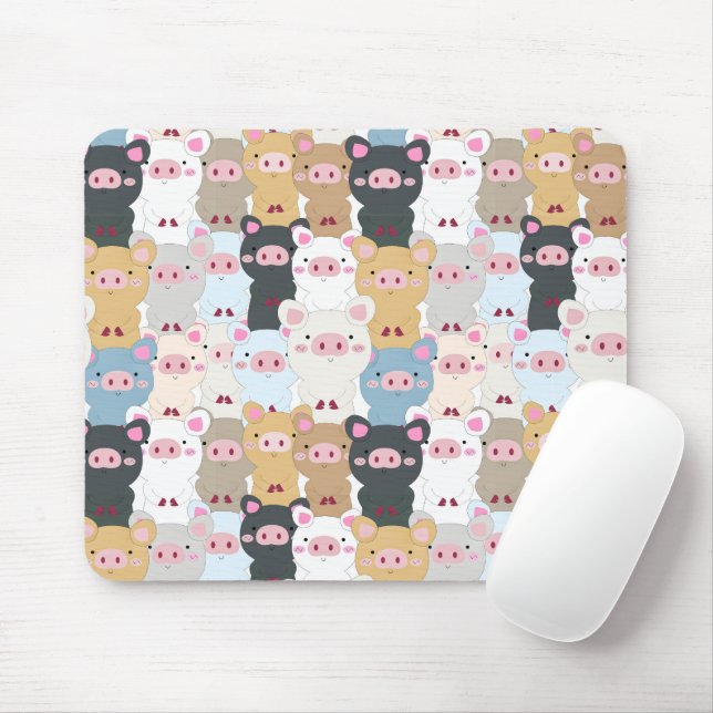 Mousepad Padrão Fofo de Porcos (Com mouse)