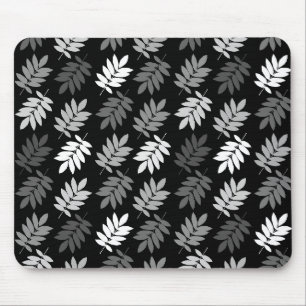 Mousepad Padrão Folha de Idoso Preto Branco Cinza