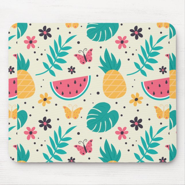 Mousepad Padrão Fruta tropical Melancia abacaxi (Frente)
