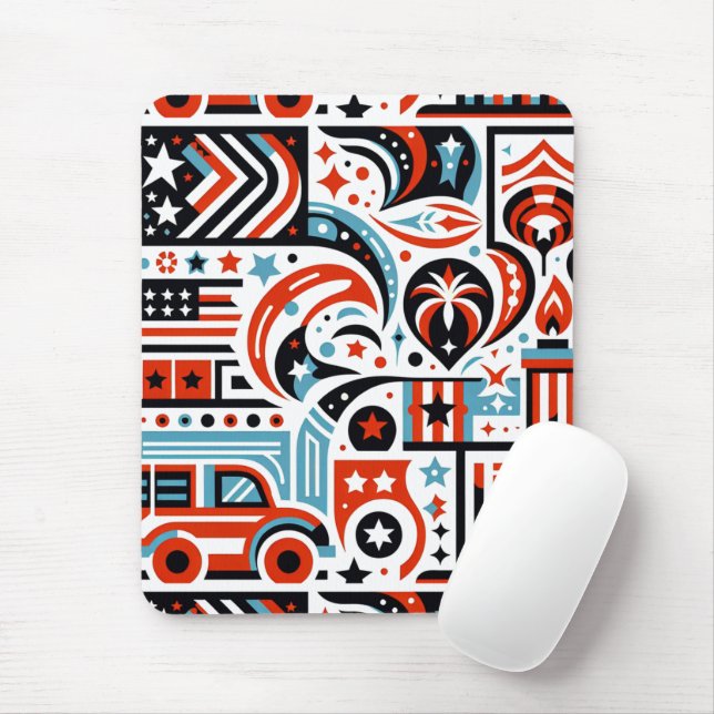 Mousepad Padrão Generativo de 4 de Julho (Com mouse)