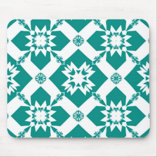 Mousepad Padrão Geométrico Abstrato em Branco e Verde