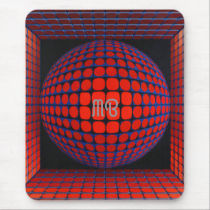 Mousepad Padrão Geométrico Abstrato Moderno Preto Vermelho