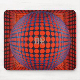 Mousepad Padrão Geométrico Abstrato Moderno Preto Vermelho 