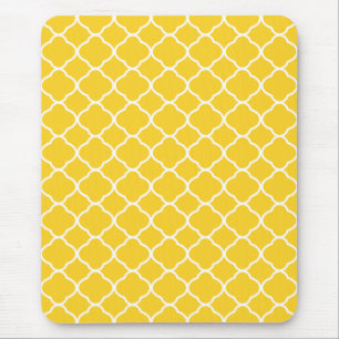 Mousepad Padrão Geométrico Amarelo e Branco do Quatrefoil