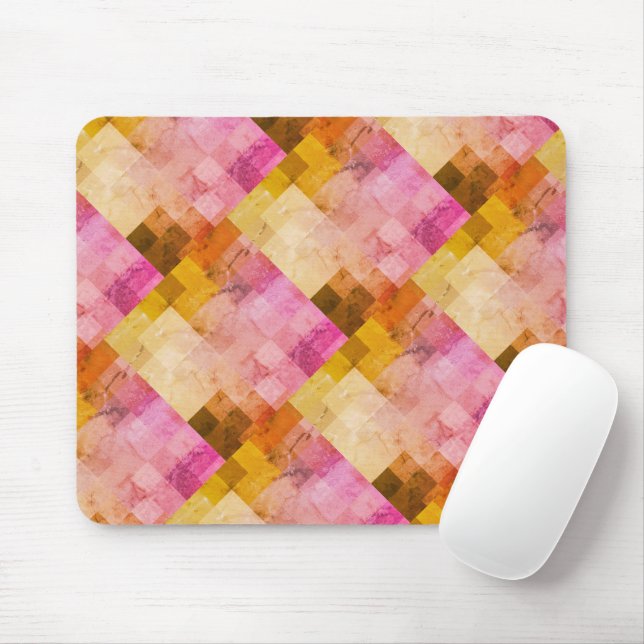 Mousepad Padrão Geométrico Aquarela Rosa (Com mouse)