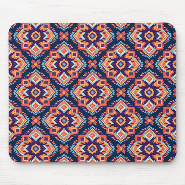 Mousepad Padrão Geométrico Aztec Colorido (Frente)