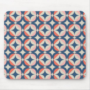 Mousepad Padrão Geométrico Azul e Coral