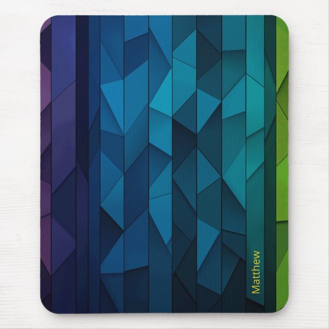 Mousepad Padrão Geométrico Azul e Teal Personalizado (Frente)