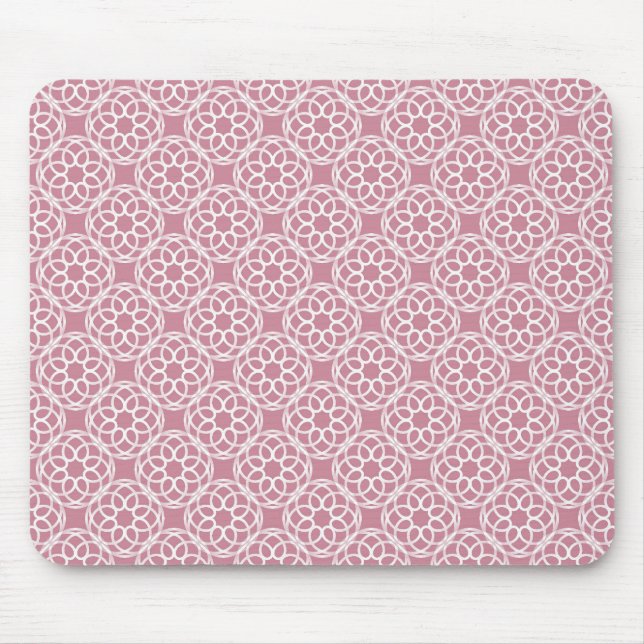 Mousepad Padrão Geométrico Branco Rosa Sem Costura (Frente)