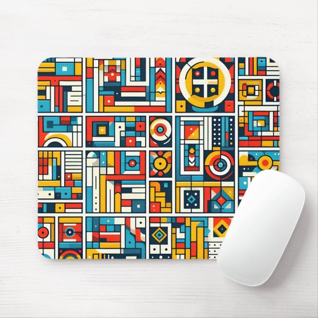 Mousepad Padrão Geométrico Colorido Estético (Com mouse)