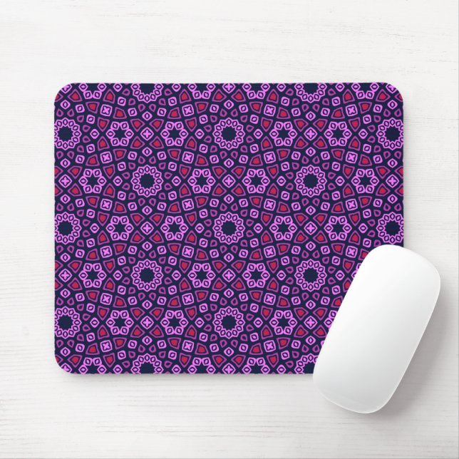 Mousepad Padrão Geométrico com Tri-Hexago Truncado Roxo (Com mouse)